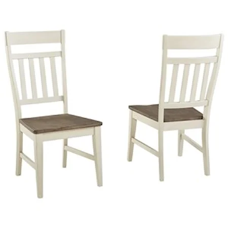 Solid Wood Transitional Slatback Side Chair with Upholstered Seat